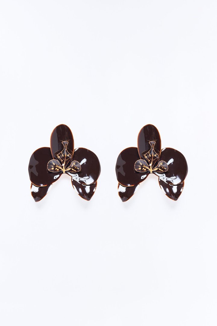 Floral Fantasy Drop Earrings - Brown