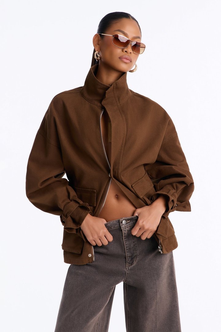 Out And About Twill Anorak Jacket - Brown