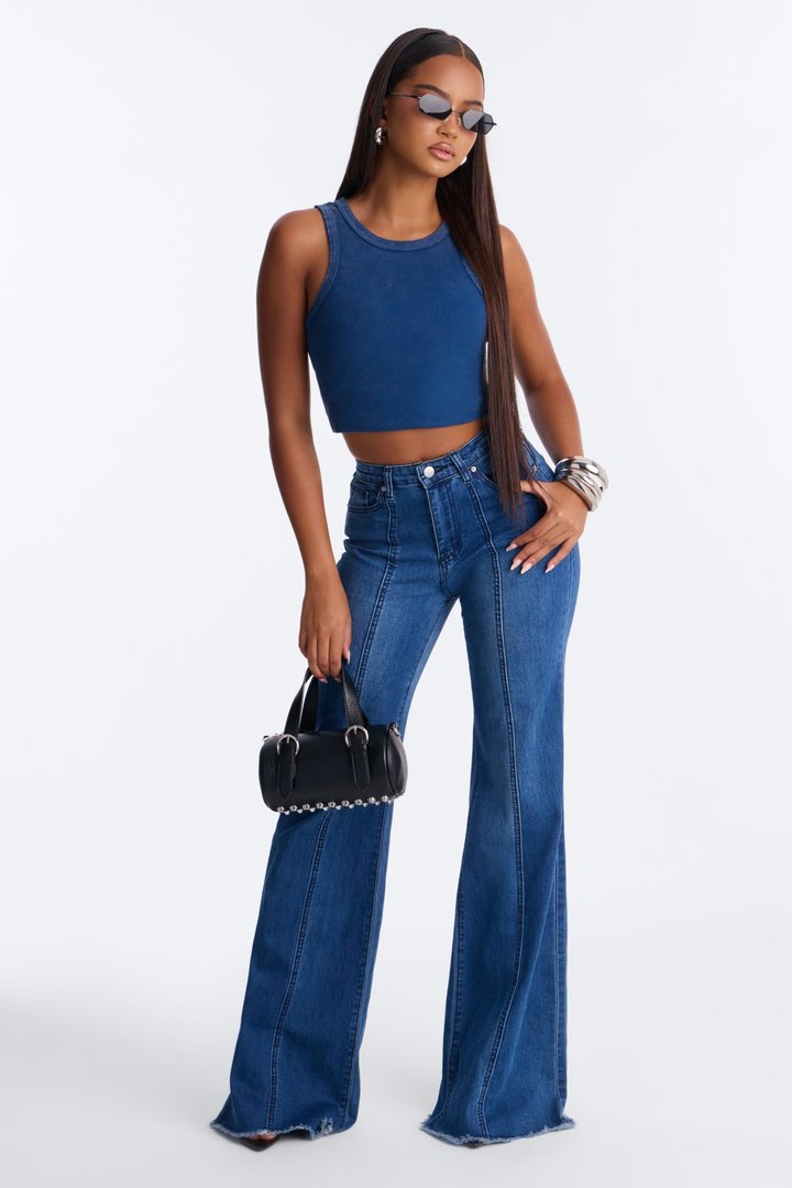 Innocently High Rise Stretch Flare Jeans - Dark Wash