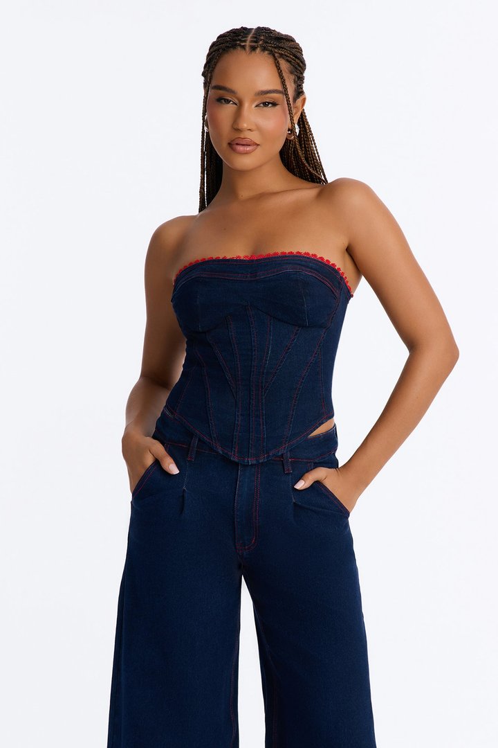 Hot Cherry Denim Pant Set - DarkWash