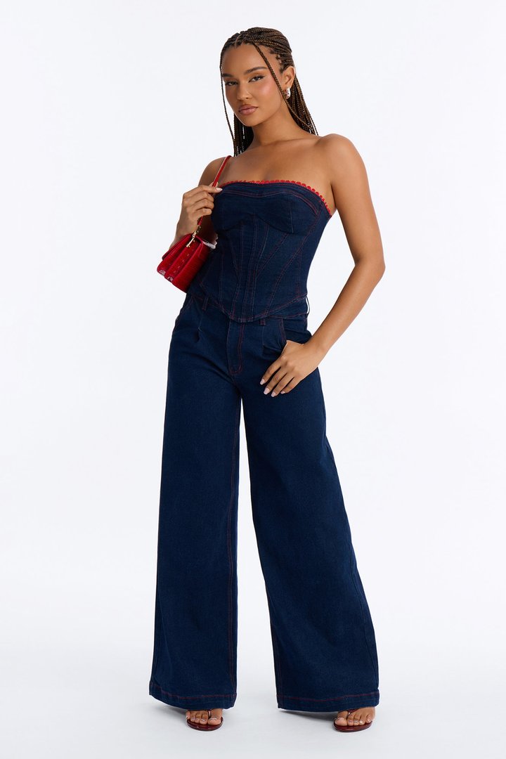 Hot Cherry Denim Pant Set - DarkWash