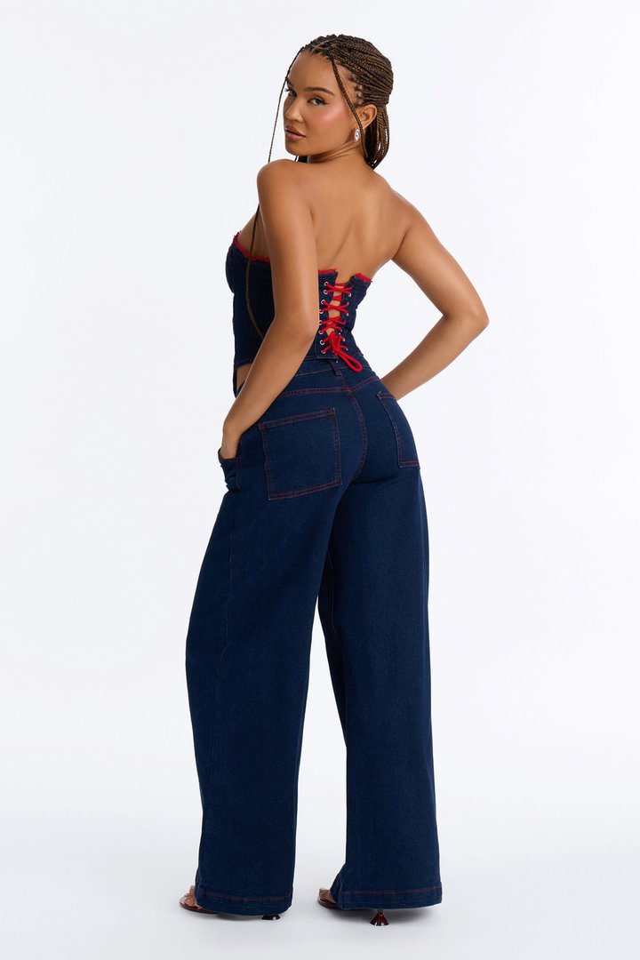 Hot Cherry Denim Pant Set - DarkWash
