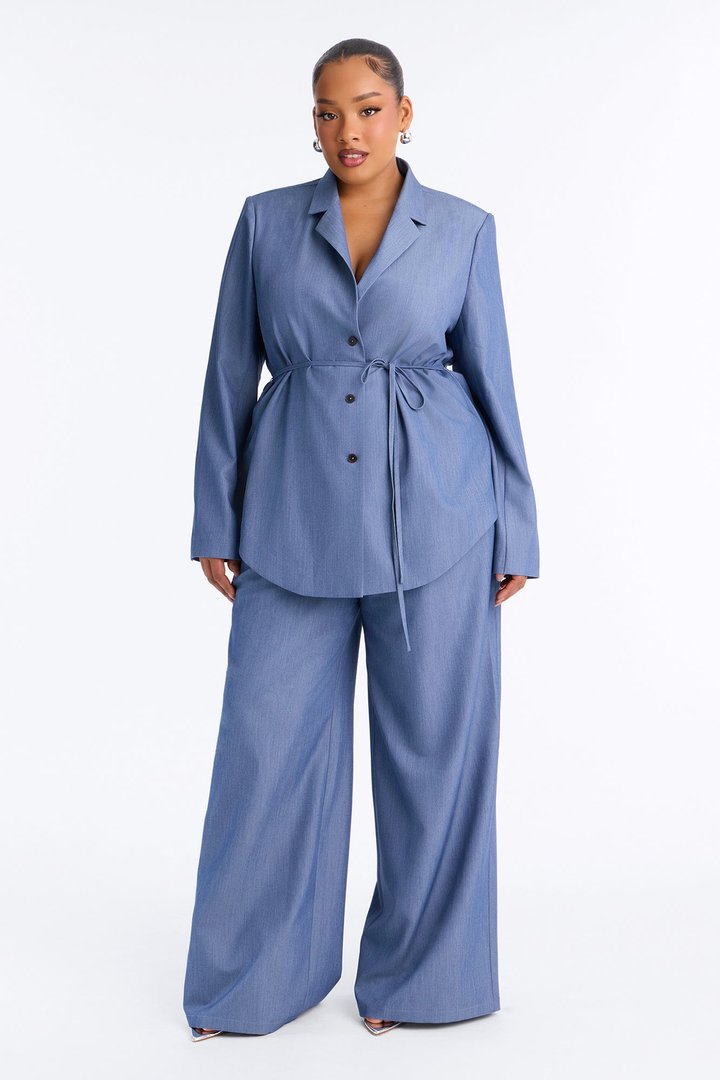 Chic Authority Blazer Pant Set - Blue