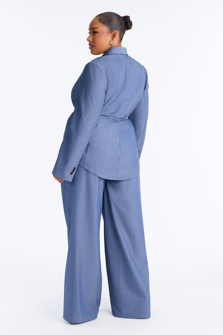 Chic Authority Blazer Pant Set - Blue