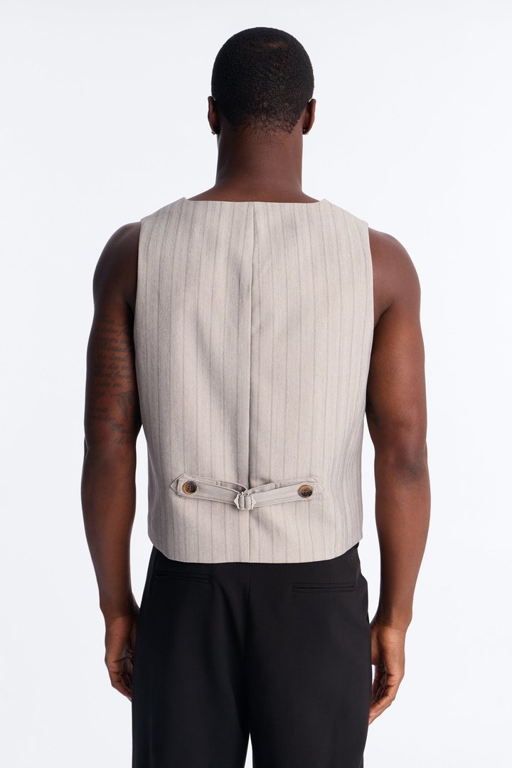 Herringbone Tailored Vest - Grey