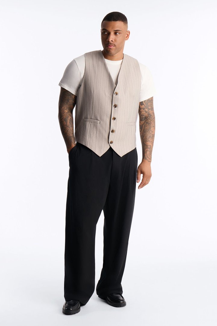 Herringbone Tailored Vest - Grey