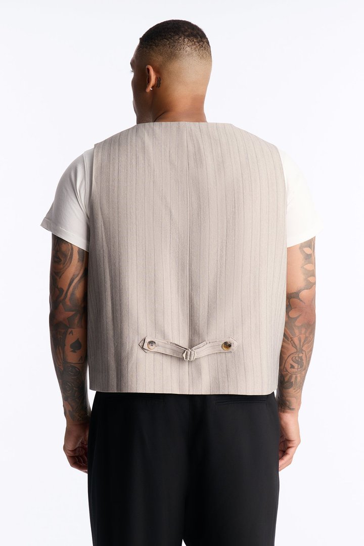 Herringbone Tailored Vest - Grey