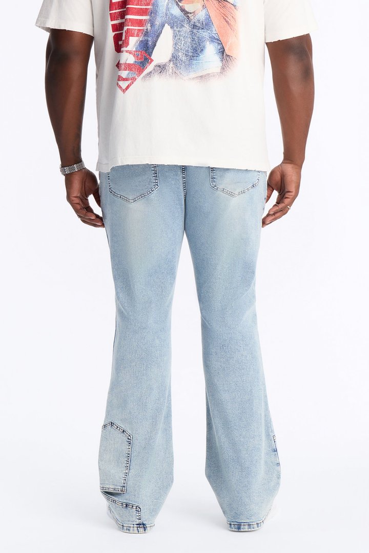 Stacked Skinny Flare Outlaw Hem Jean - Light Wash