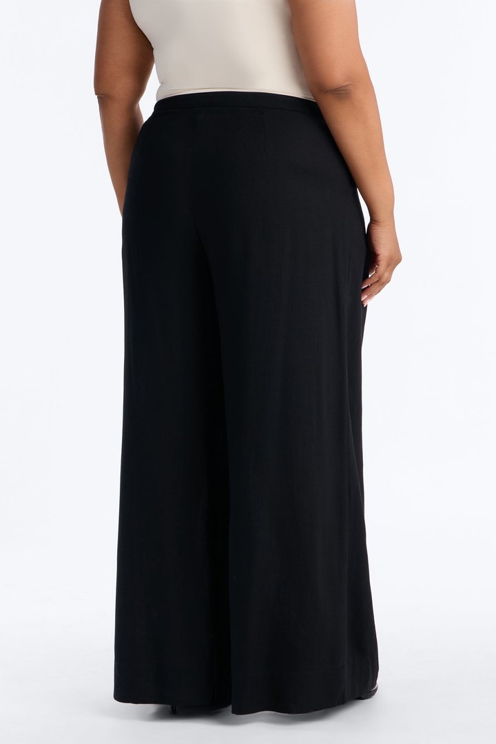 Karianna Linen Blend Wide Leg Pant - Black