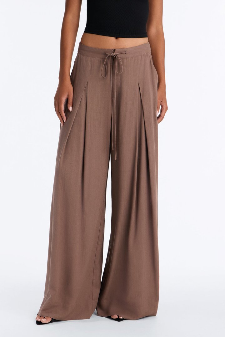 Karianna Linen Blend Wide Leg Pant - Caffe