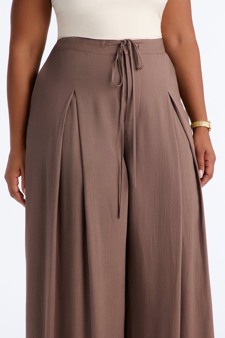 Karianna Linen Blend Wide Leg Pant - Caffe