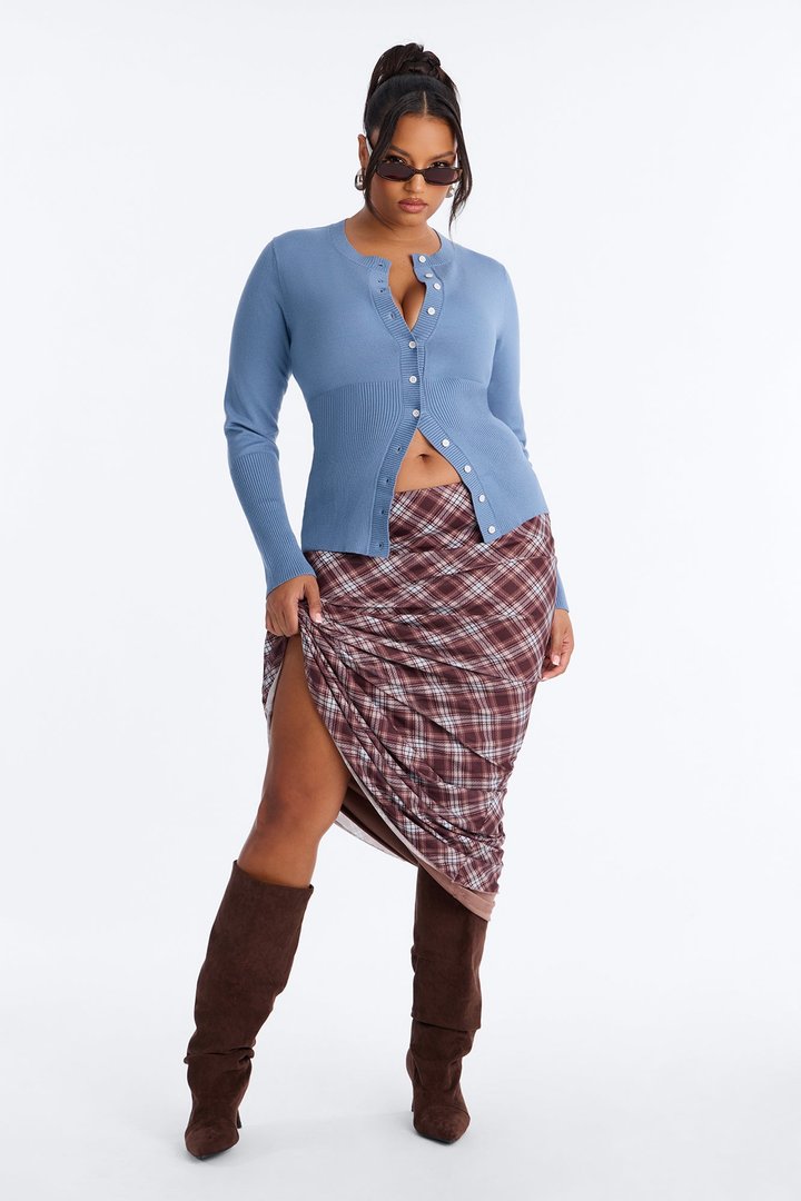 On A Daily Crew Neck Cardigan - Blue
