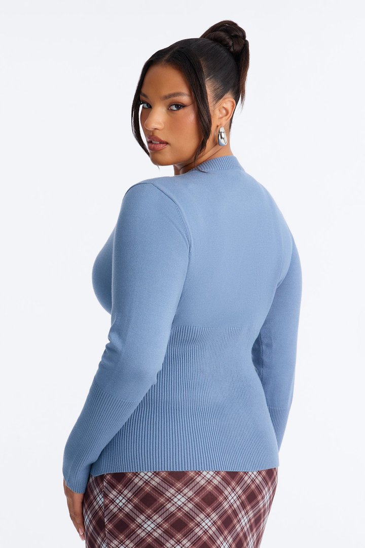 On A Daily Crew Neck Cardigan - Blue