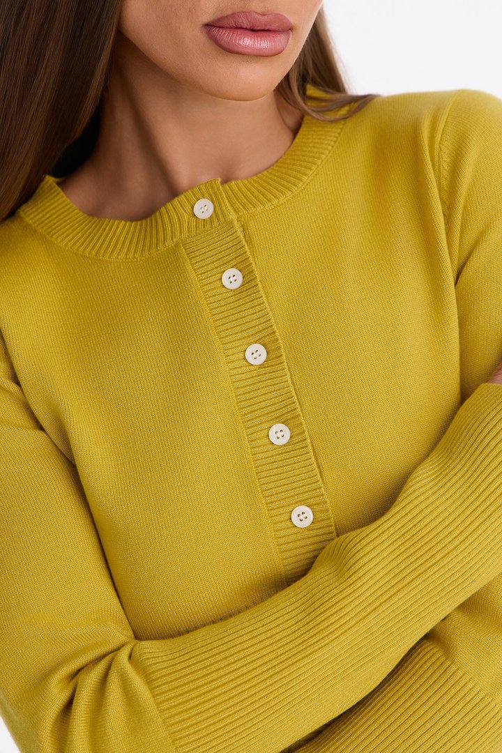 On A Daily Crew Neck Cardigan - Chartreuse