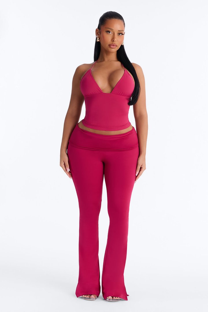 Second Skin Double Lined String Halter Top - Raspberry