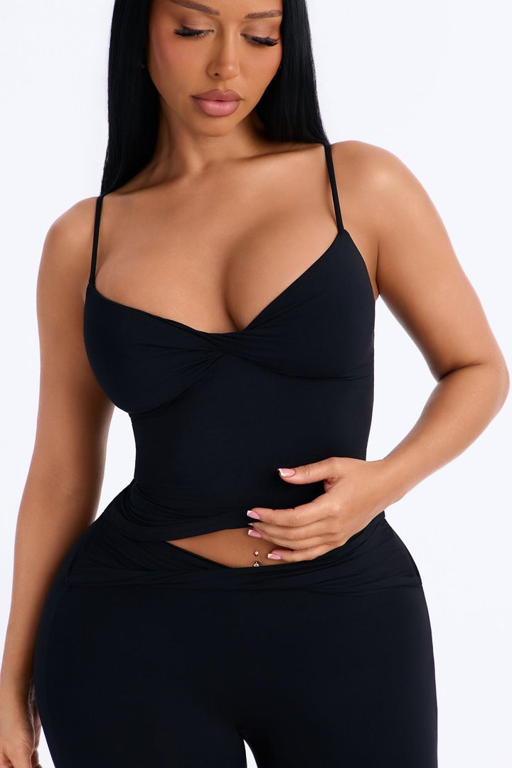 Second Skin Double Lined Twist Cami - Black