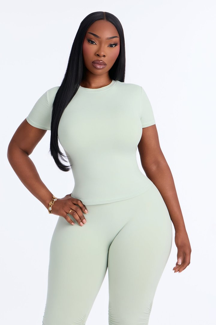 Second Skin Double Lined Short Sleeve Top - Mint