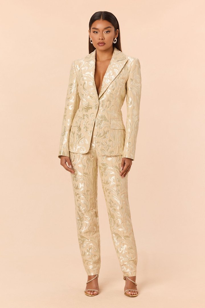Kimberly Blazer Jacquard Set - Nude/combo