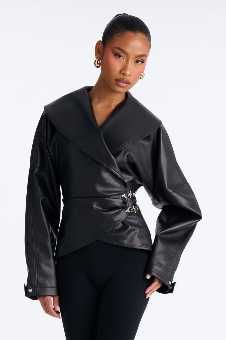She's Fierce Faux Leather Moto Jacket - Black