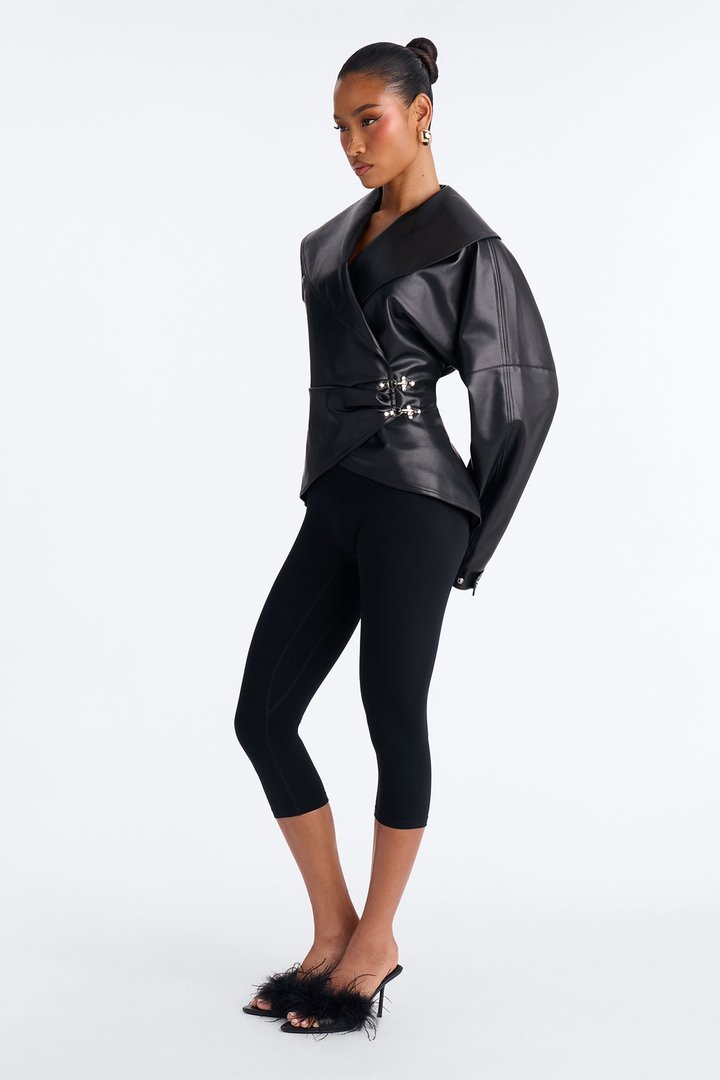 She's Fierce Faux Leather Moto Jacket - Black