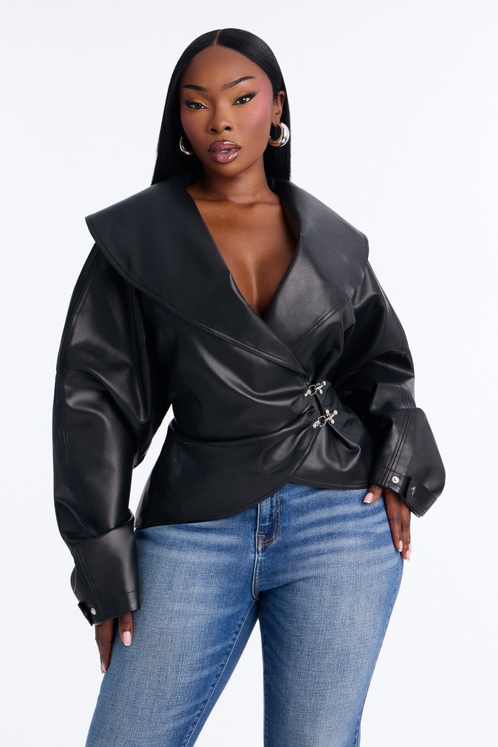 She's Fierce Faux Leather Moto Jacket - Black