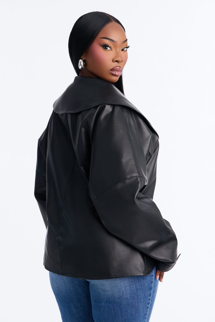 She's Fierce Faux Leather Moto Jacket - Black