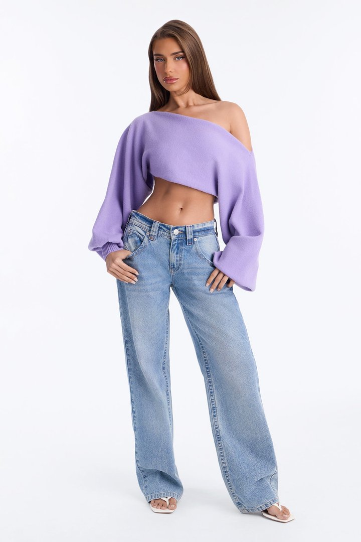 Love Away One Shoulder Sweater Top - Periwinkle