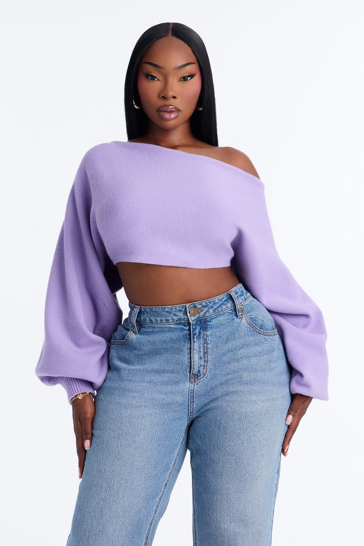 Love Away One Shoulder Sweater Top - Periwinkle