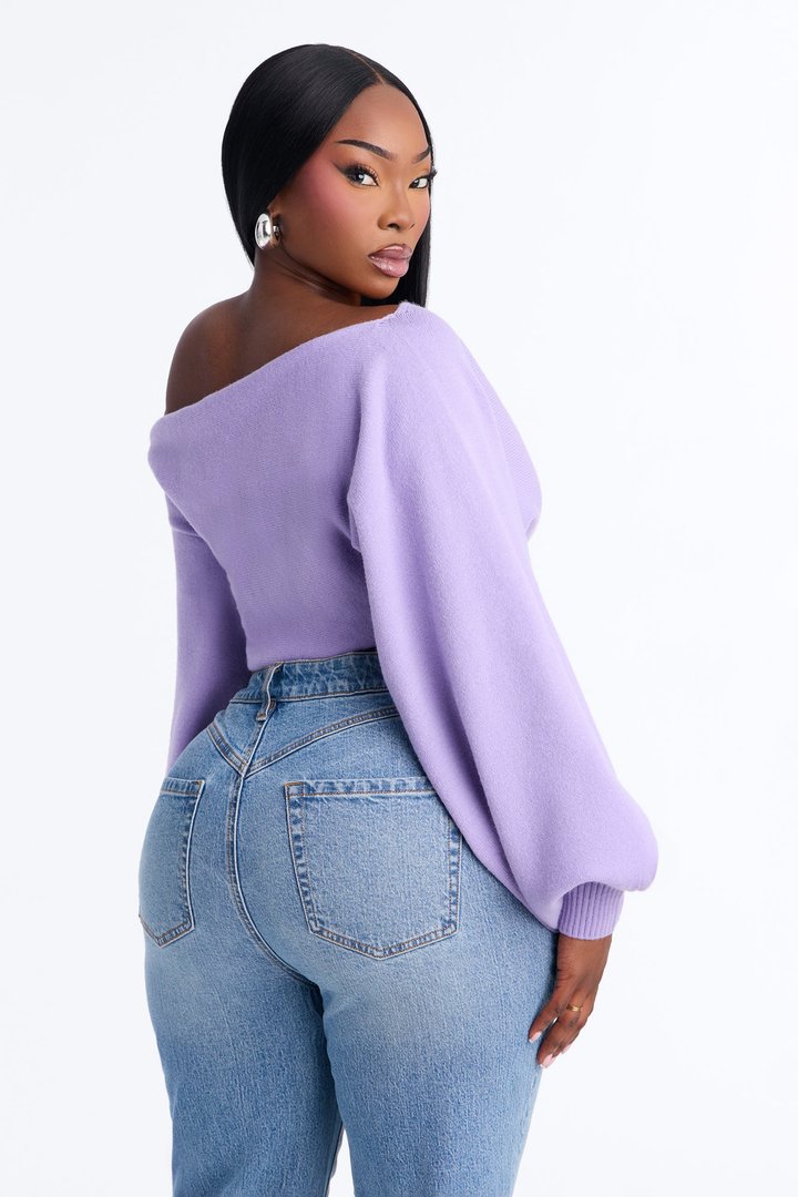 Love Away One Shoulder Sweater Top - Periwinkle