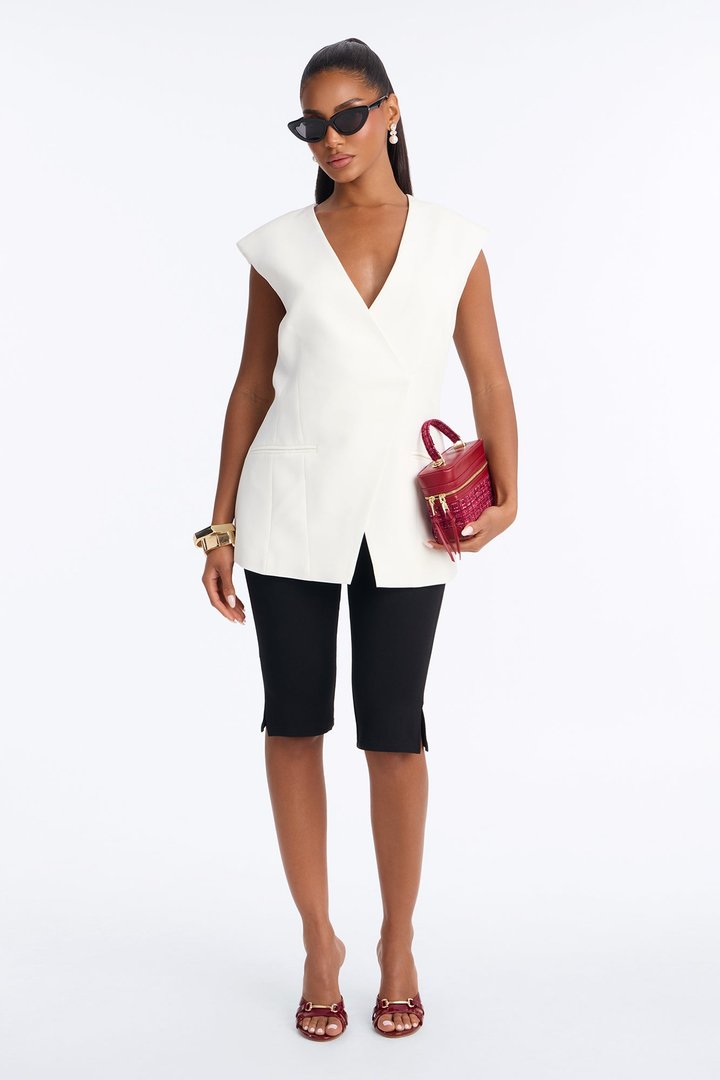 Happy Hour Double Breasted Fitted Vest - Ivory