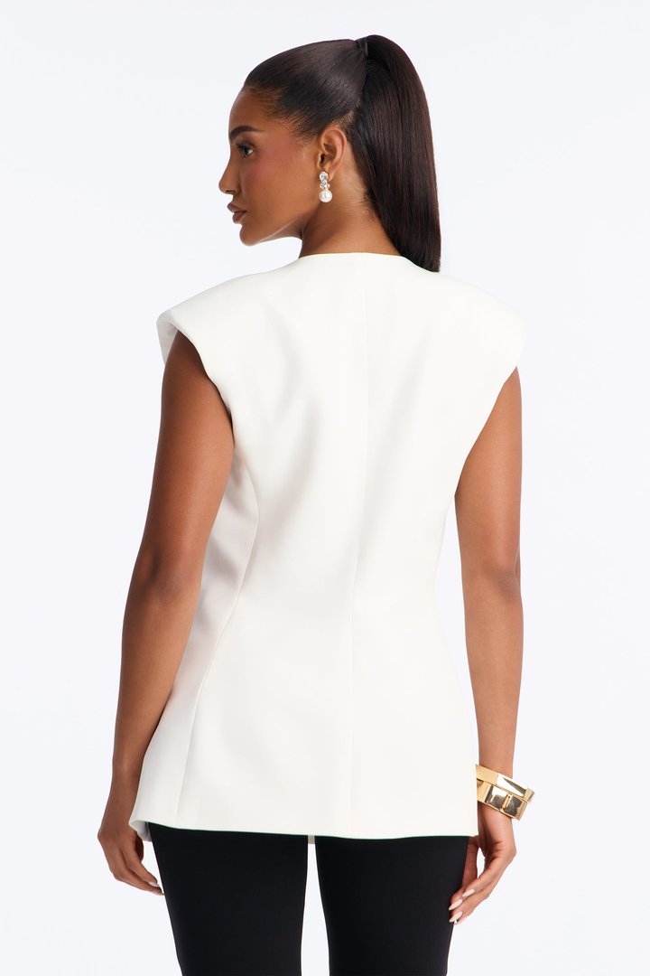 Happy Hour Double Breasted Fitted Vest - Ivory