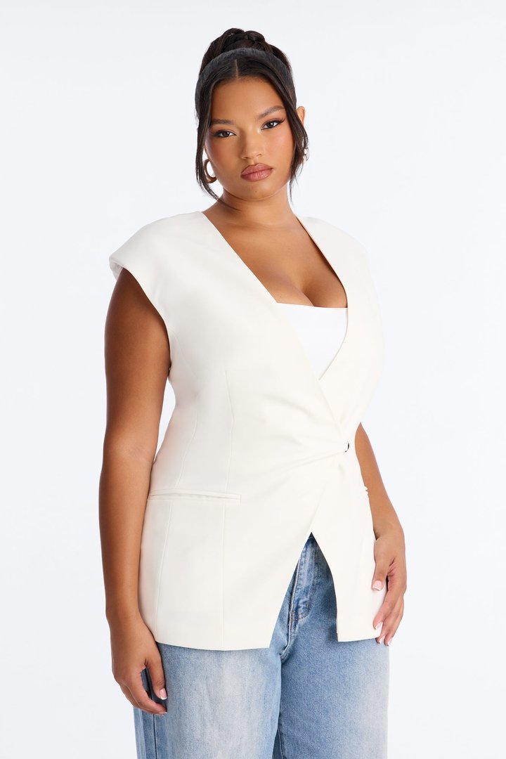 Happy Hour Double Breasted Fitted Vest - Ivory