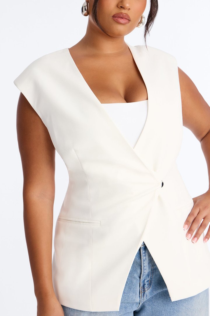 Happy Hour Double Breasted Fitted Vest - Ivory