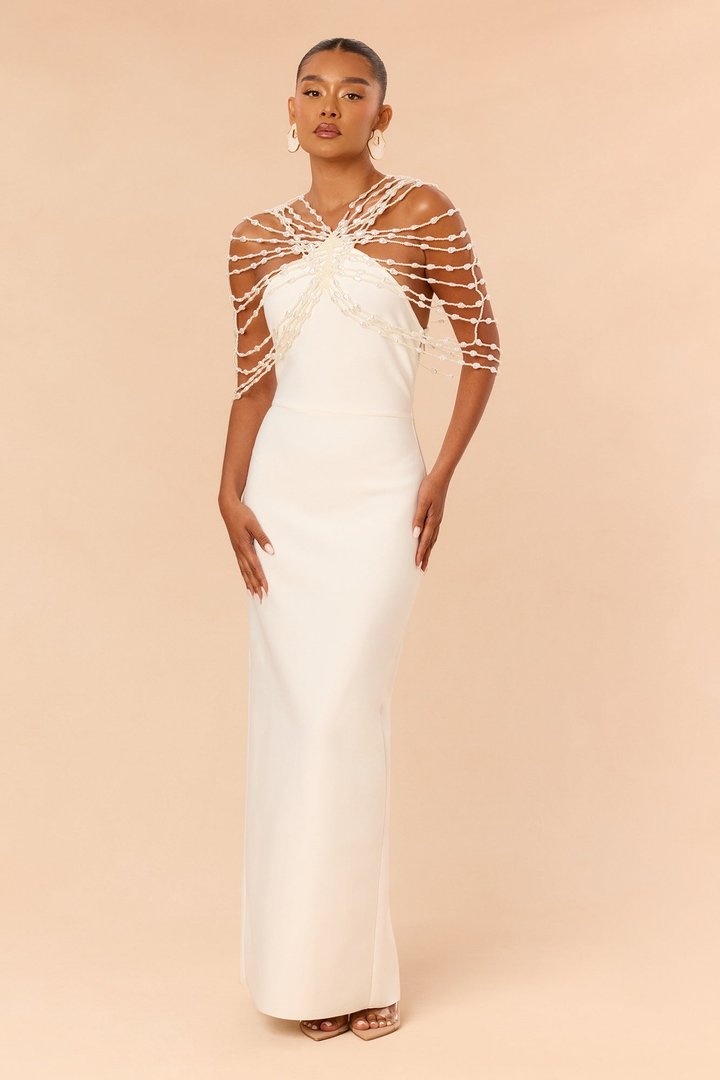 Pearl Dreams Bandage Maxi Dress - White