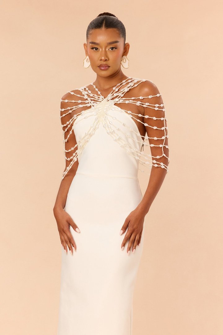 Pearl Dreams Bandage Maxi Dress - White