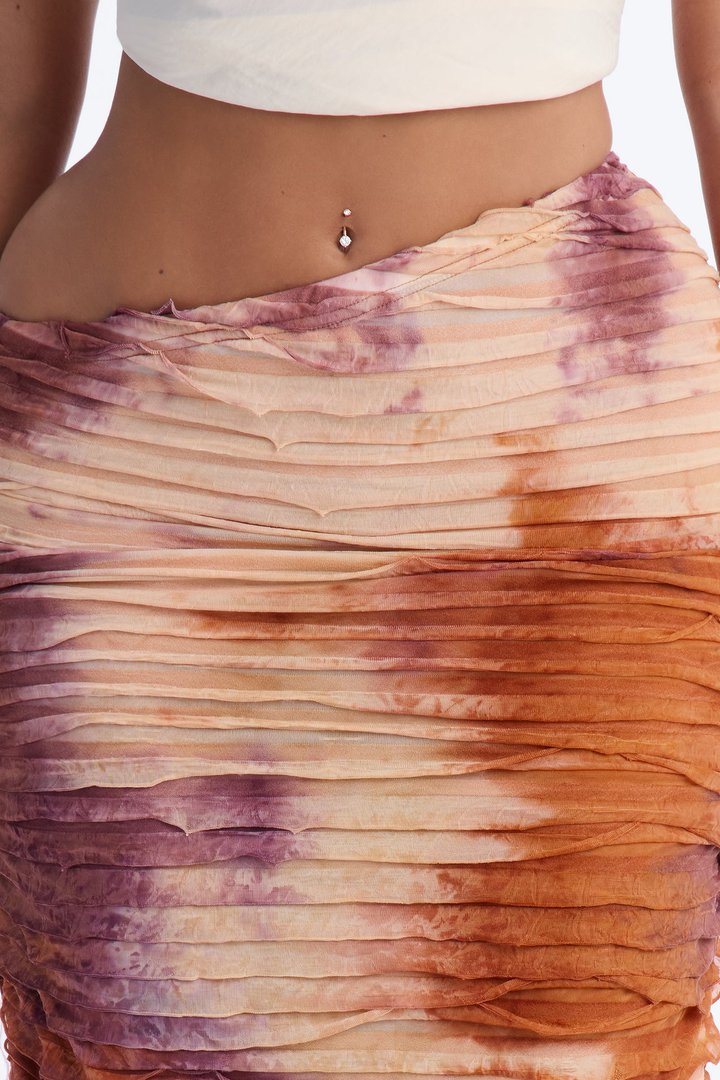 Maylee Textured Maxi Skirt - Brown/combo
