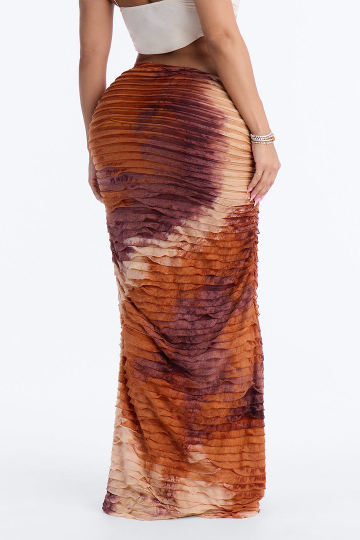 Maylee Textured Maxi Skirt - Brown/combo