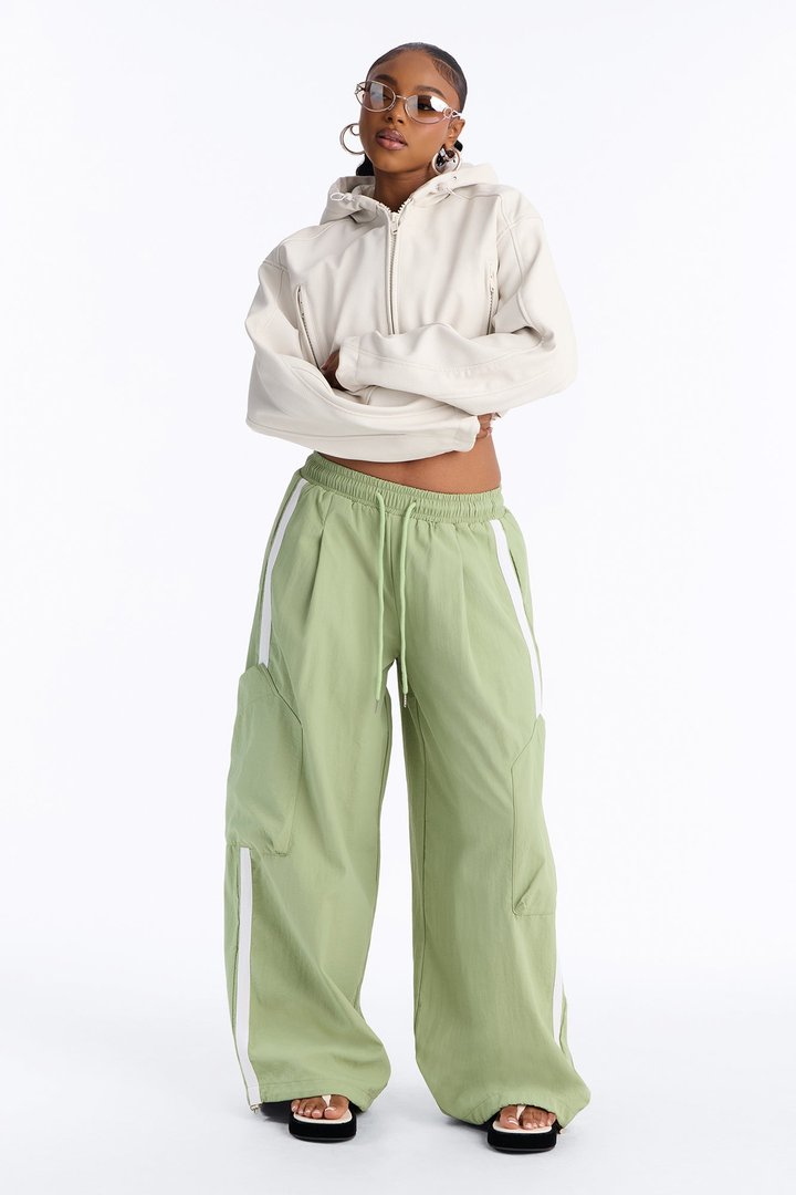 Serenity Side Stripe Cargo Pocket Jogger - Sage