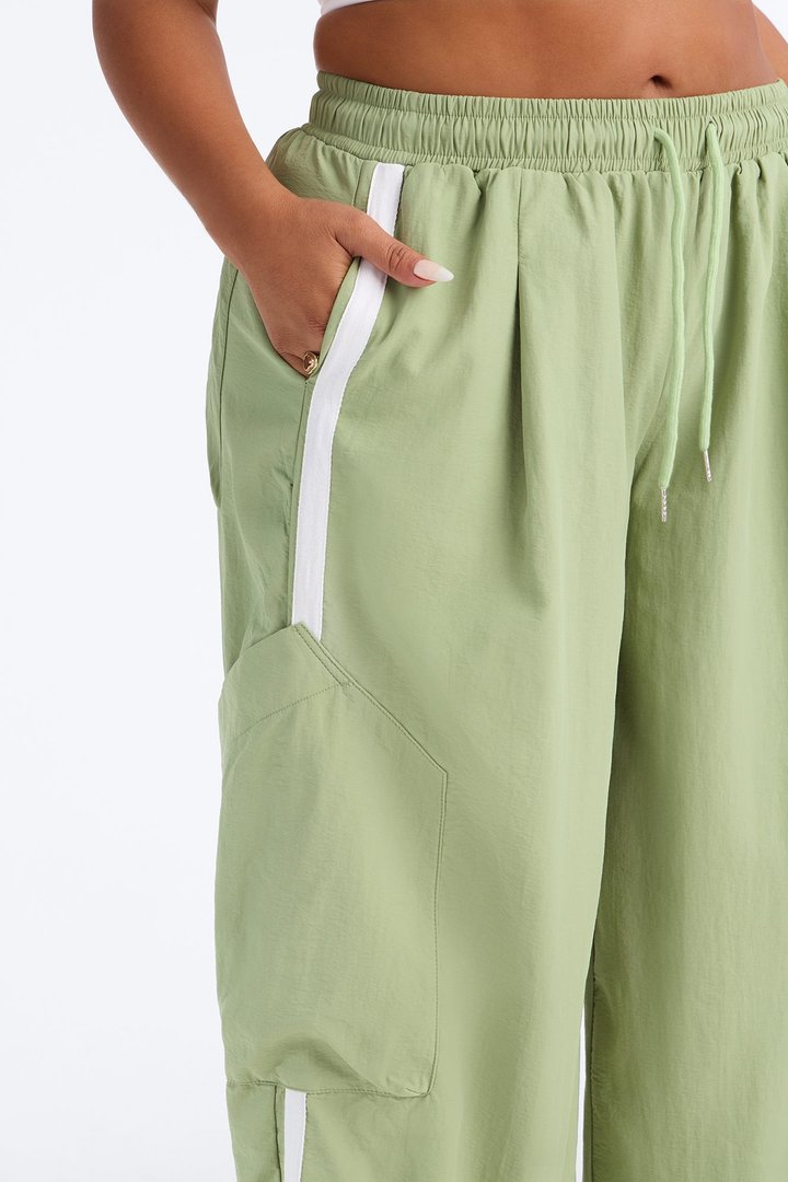 Serenity Side Stripe Cargo Pocket Jogger - Sage