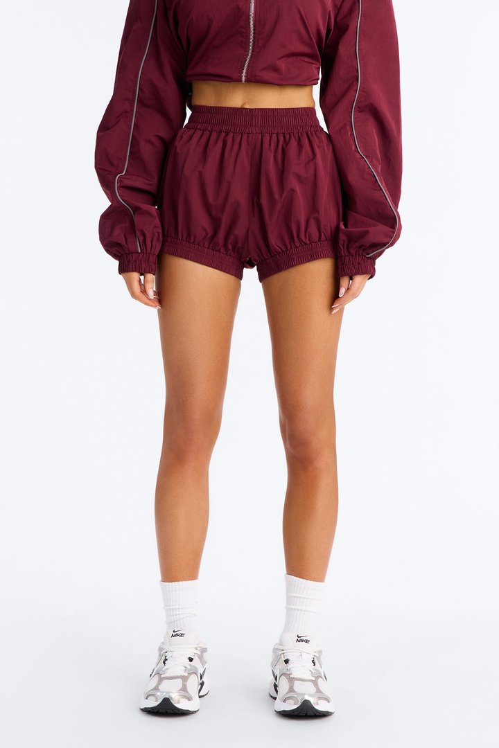 Make A Move Windbreaker Bloomer Shorts - Burgundy