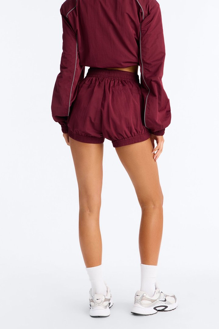 Make A Move Windbreaker Bloomer Shorts - Burgundy
