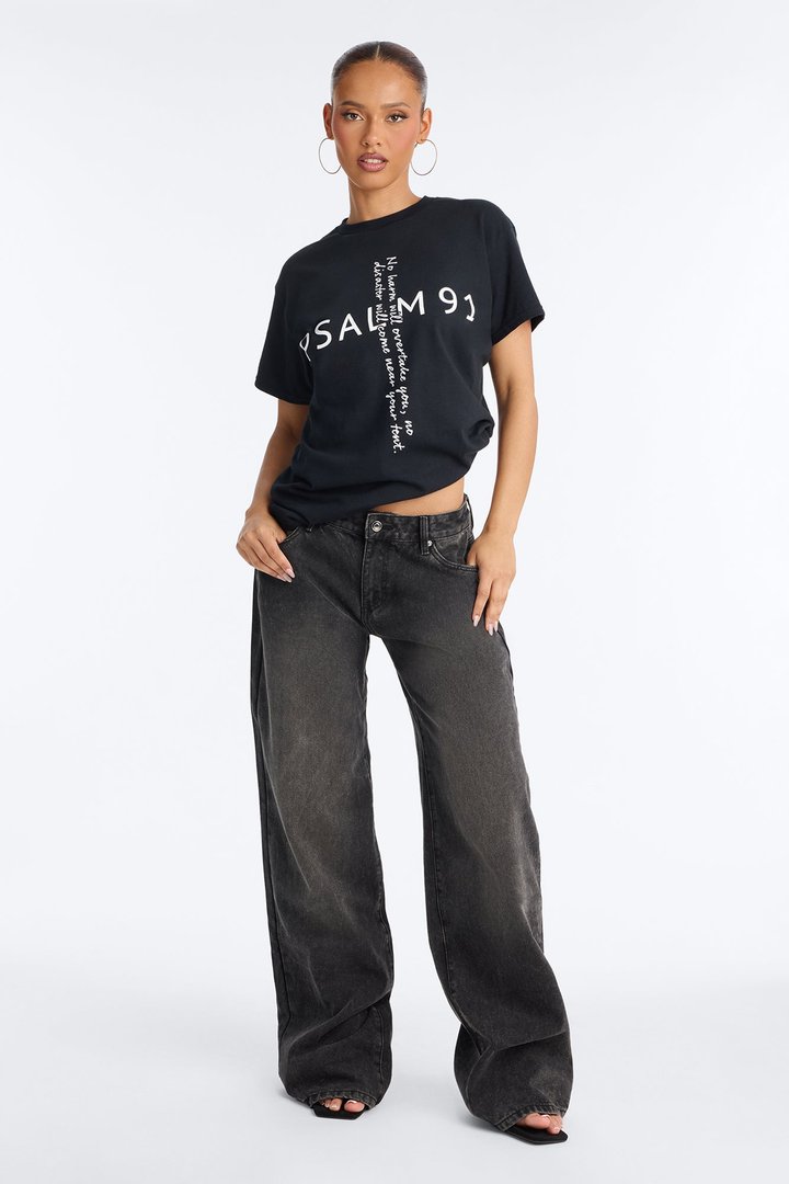 Psalm Cross Oversized Tee - Black