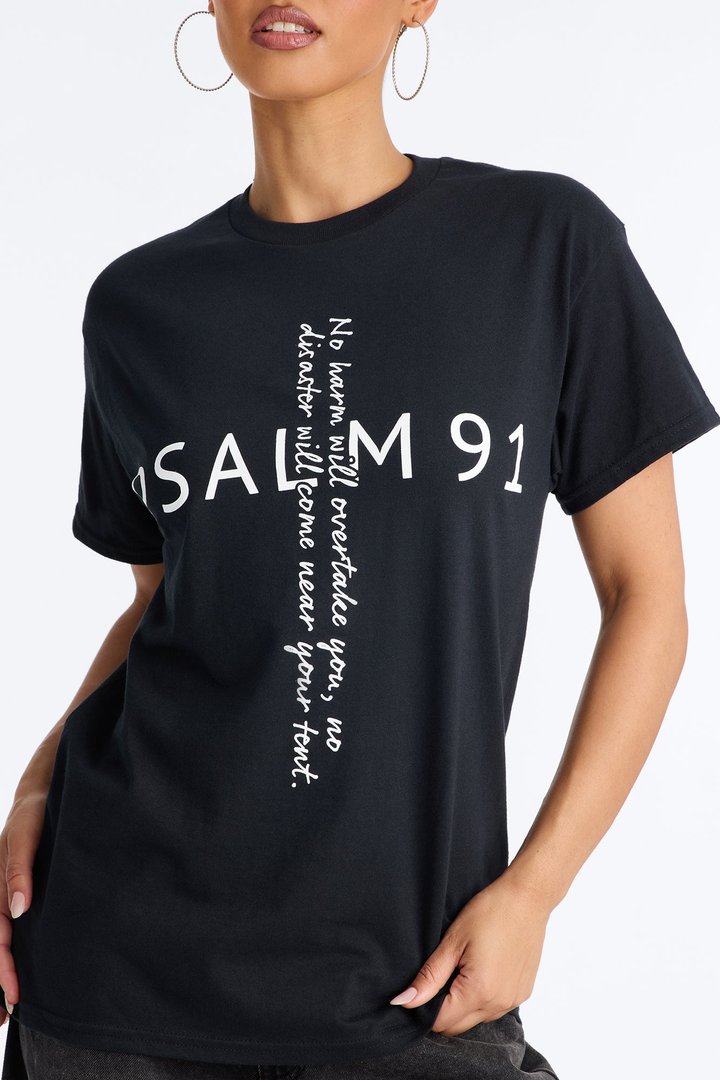 Psalm Cross Oversized Tee - Black