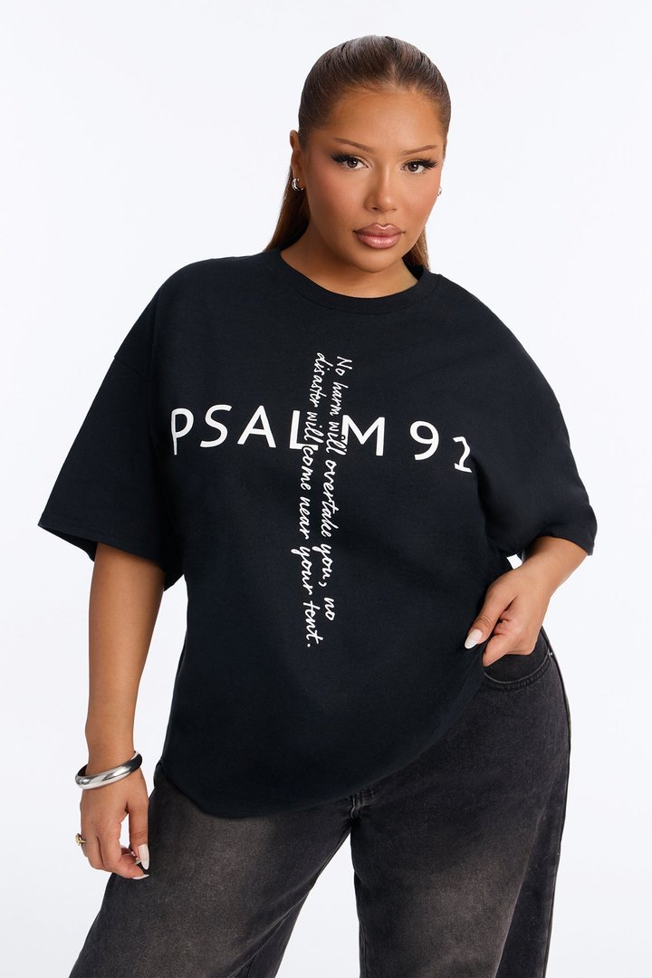 Psalm Cross Oversized Tee - Black