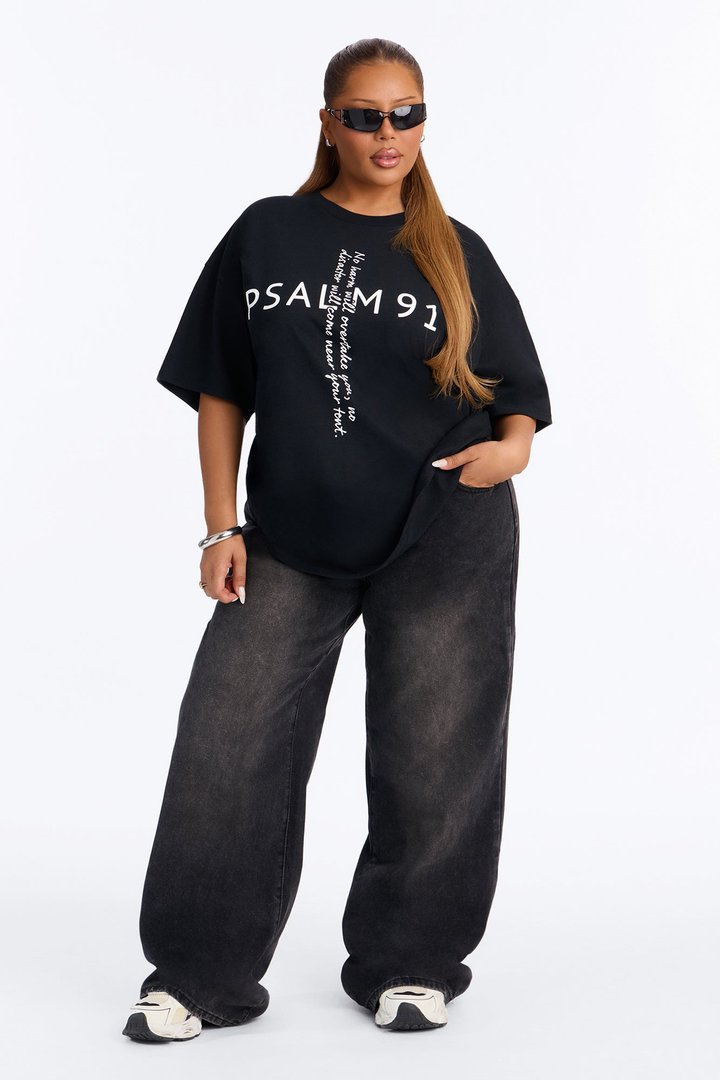 Psalm Cross Oversized Tee - Black