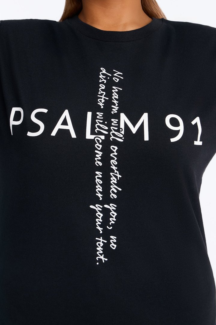 Psalm Cross Oversized Tee - Black