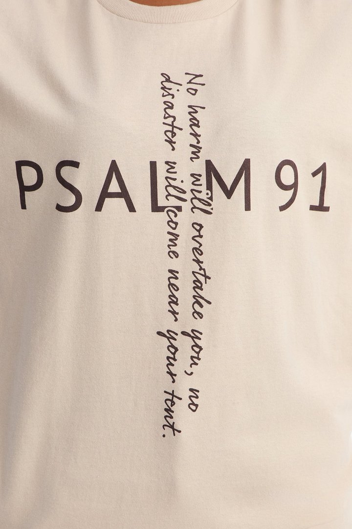 Psalm Cross Oversized Tee - Taupe