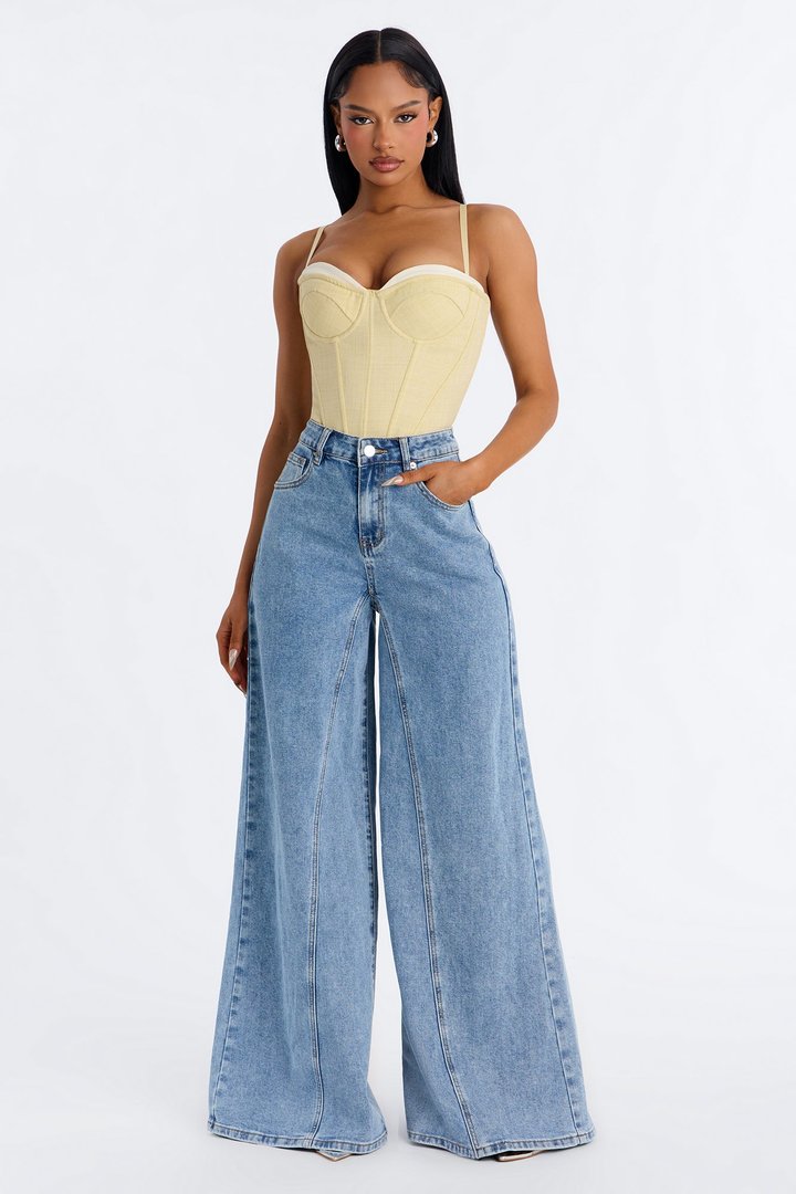 Palermo Nights Stretch Wide Leg Jeans - Light Wash