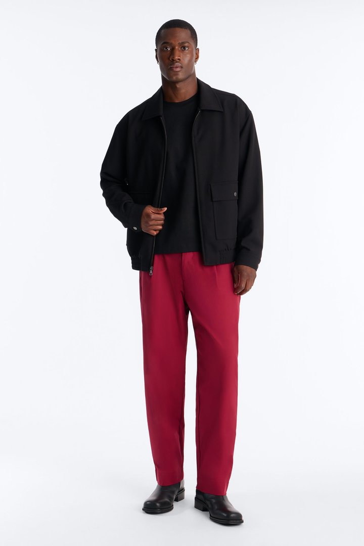 Relaxed Straight Heirloom Pleated Trouser - Burgundy