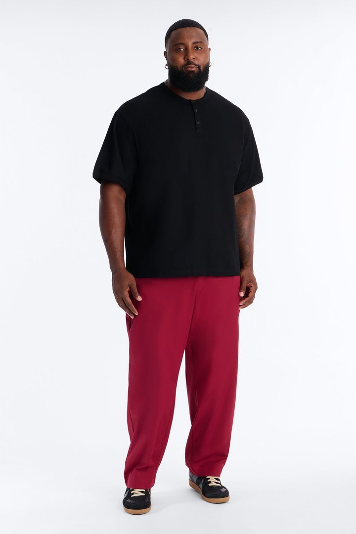 Relaxed Straight Heirloom Pleated Trouser - Burgundy